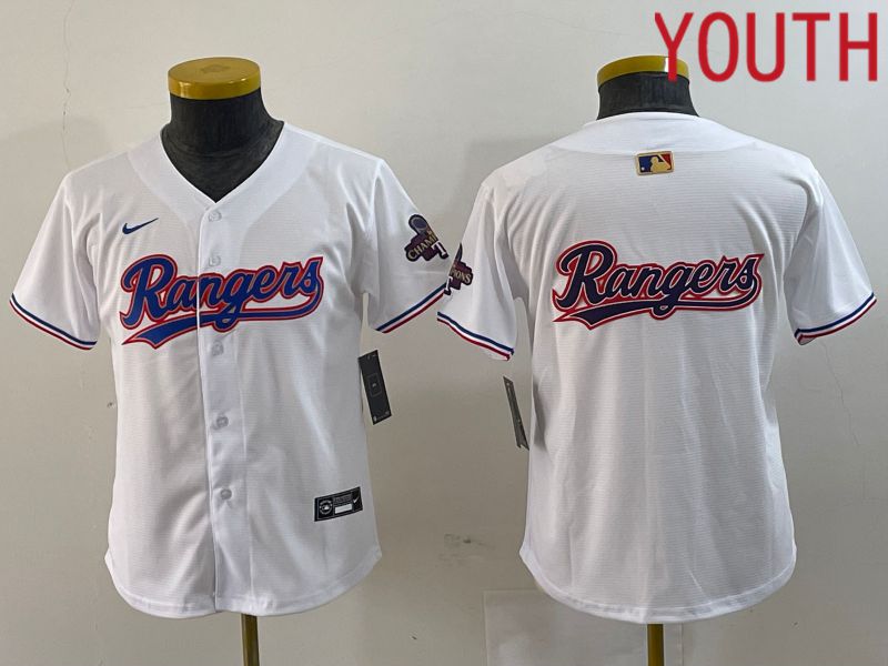 Youth Texas Rangers Blank White Champion Game Nike 2024 MLB Jersey style 4